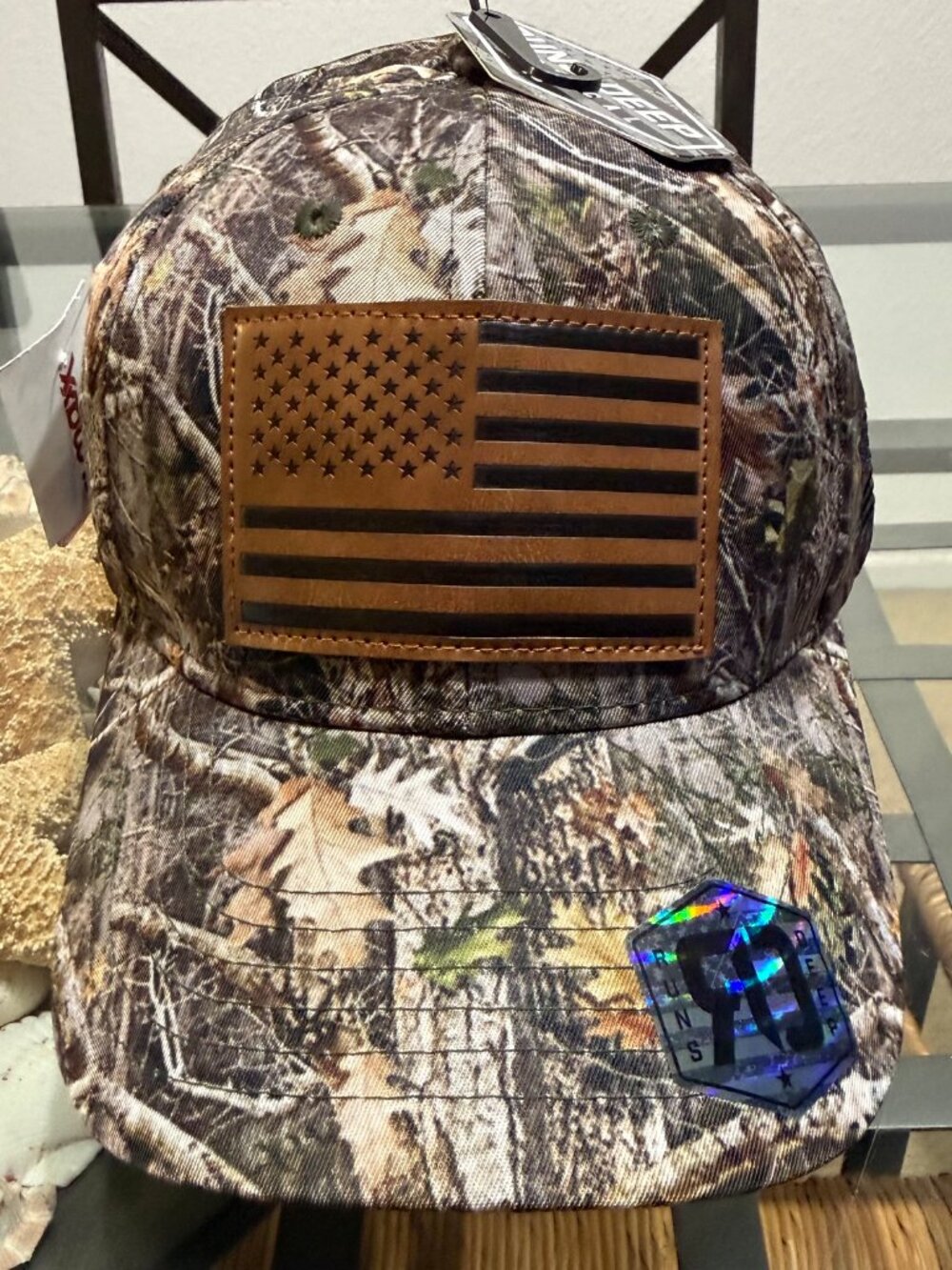 RUNS DEEP MEN REALTREE CAMO US FLAG LOGO SNAP ON ADJUSTABLE BASEBALL CAP HAT NWT